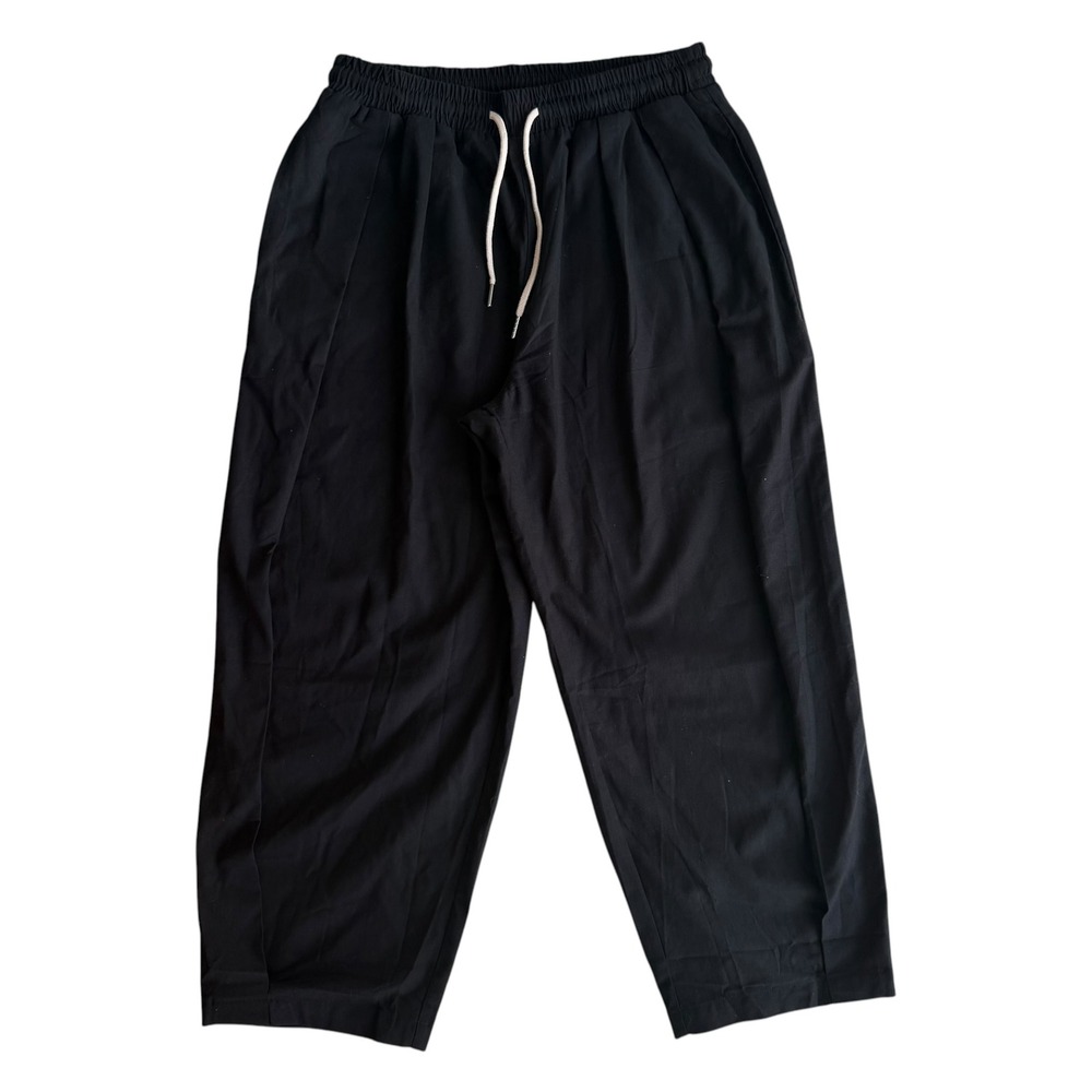 COOFANDY Women M Black Cotton Rayon Wide Leg Drawstring Cropped Pants Boho Beach - Picture 2 of 12